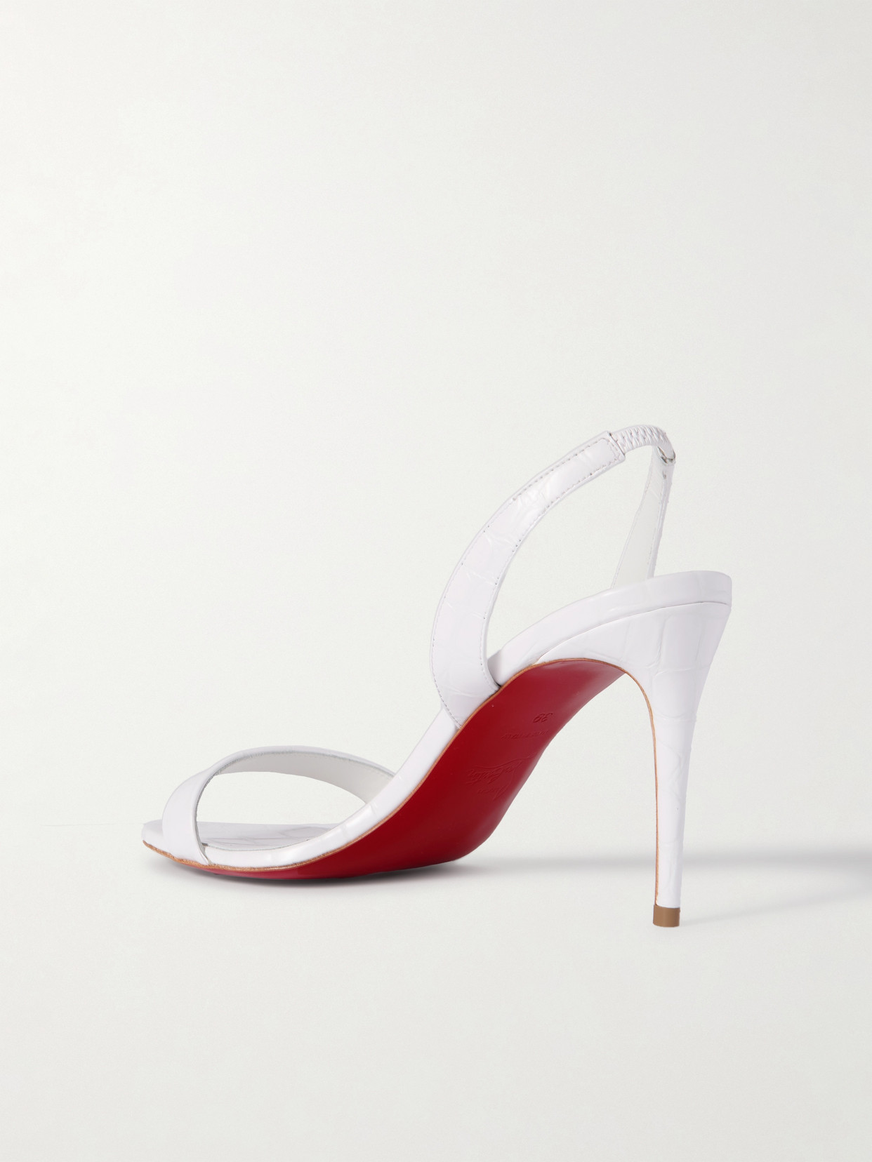 CHRISTIAN LOUBOUTIN O MARYLIN 85 CROC-EFFECT PATENT-LEATHER SLINGBACK SANDALS