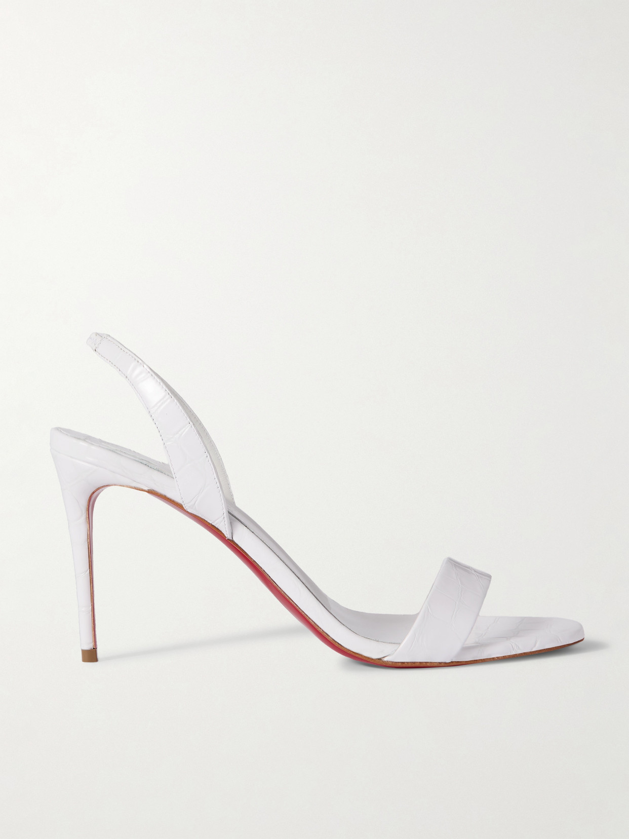 CHRISTIAN LOUBOUTIN O MARYLIN 85 CROC-EFFECT PATENT-LEATHER SLINGBACK SANDALS