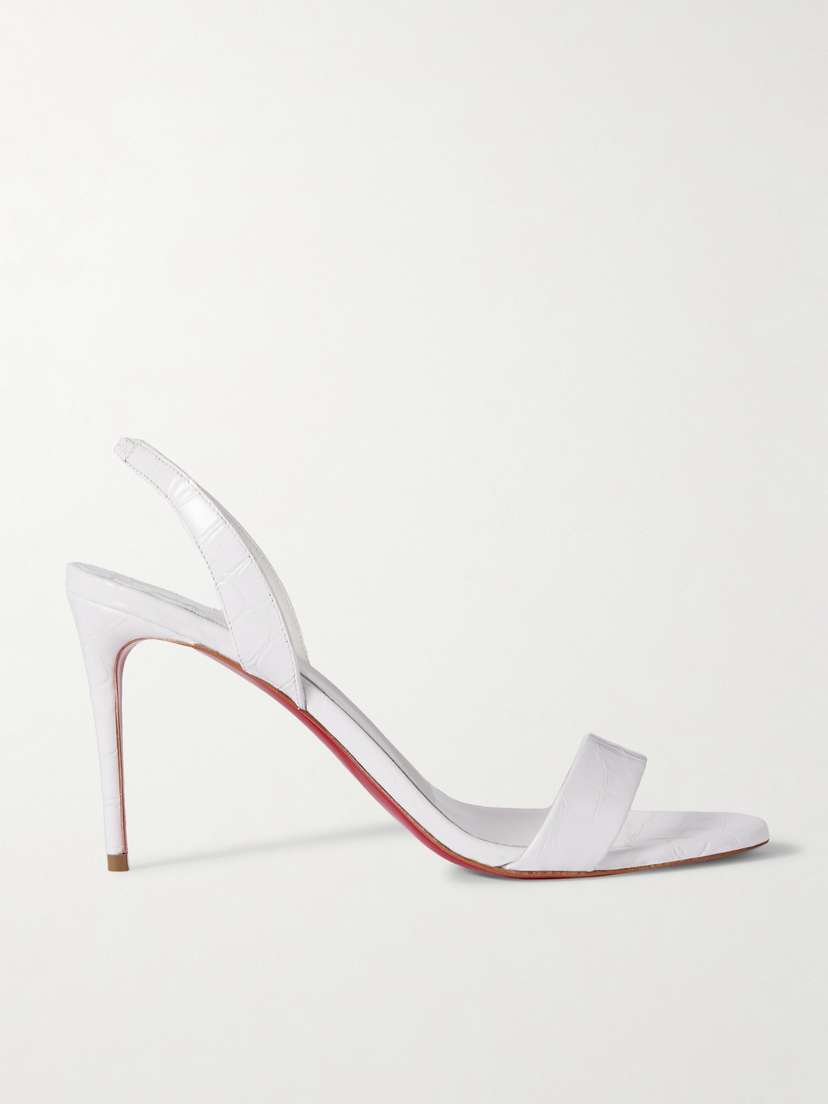 Christian Louboutin O Marylin 85 Croc-effect Patent-leather Slingback Sandals