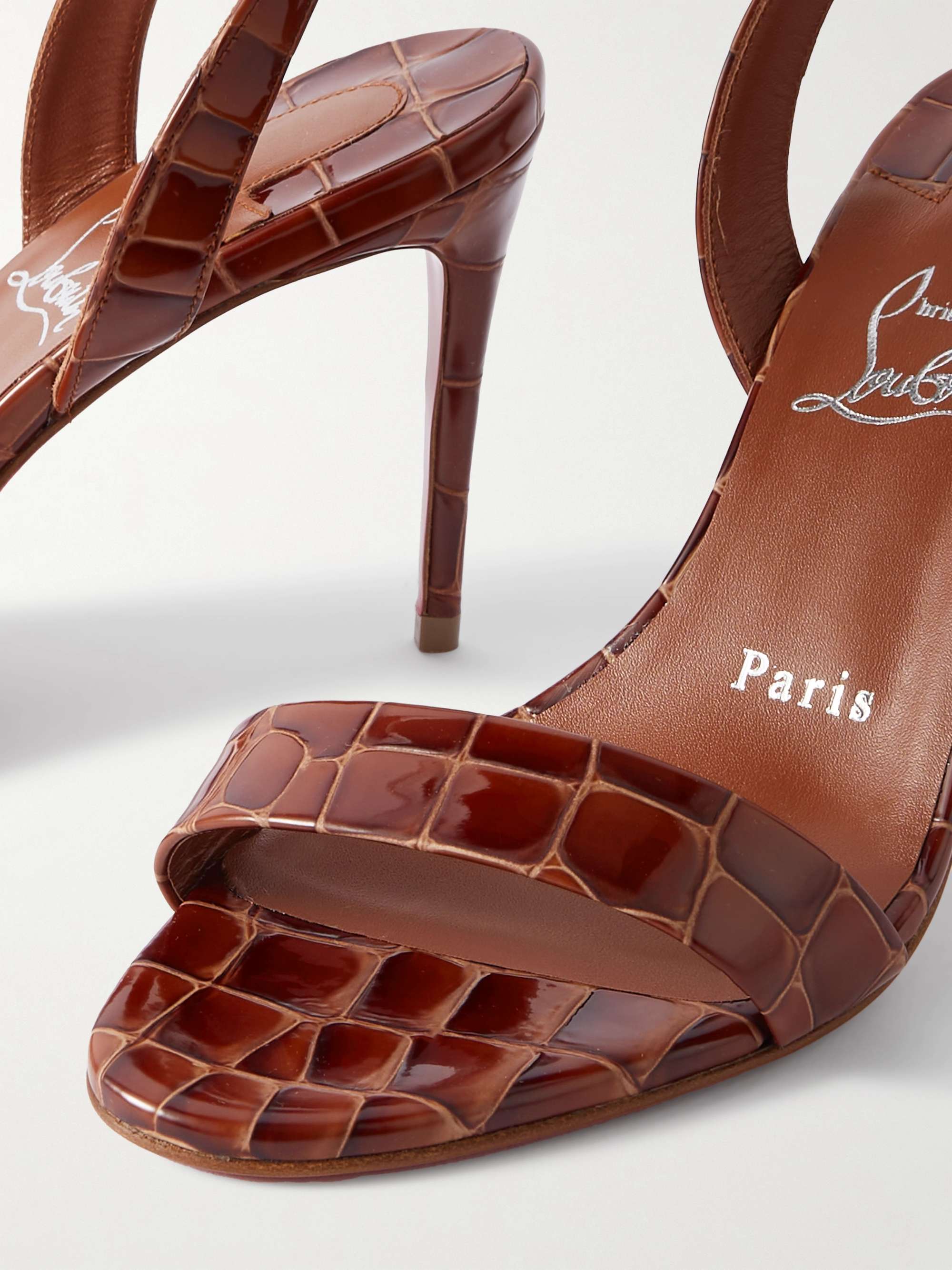 O Marylin 85 croc effect patent leather slingback sandals