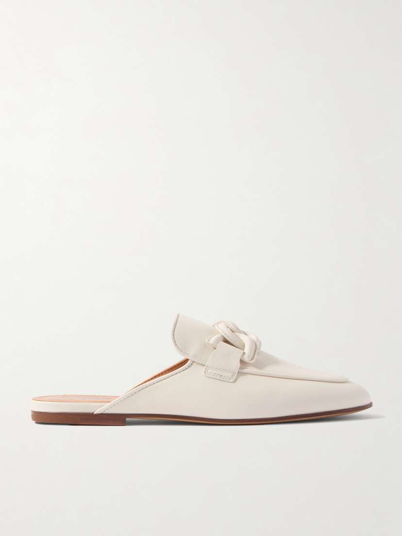 Tod's Embellished Leather Slippers