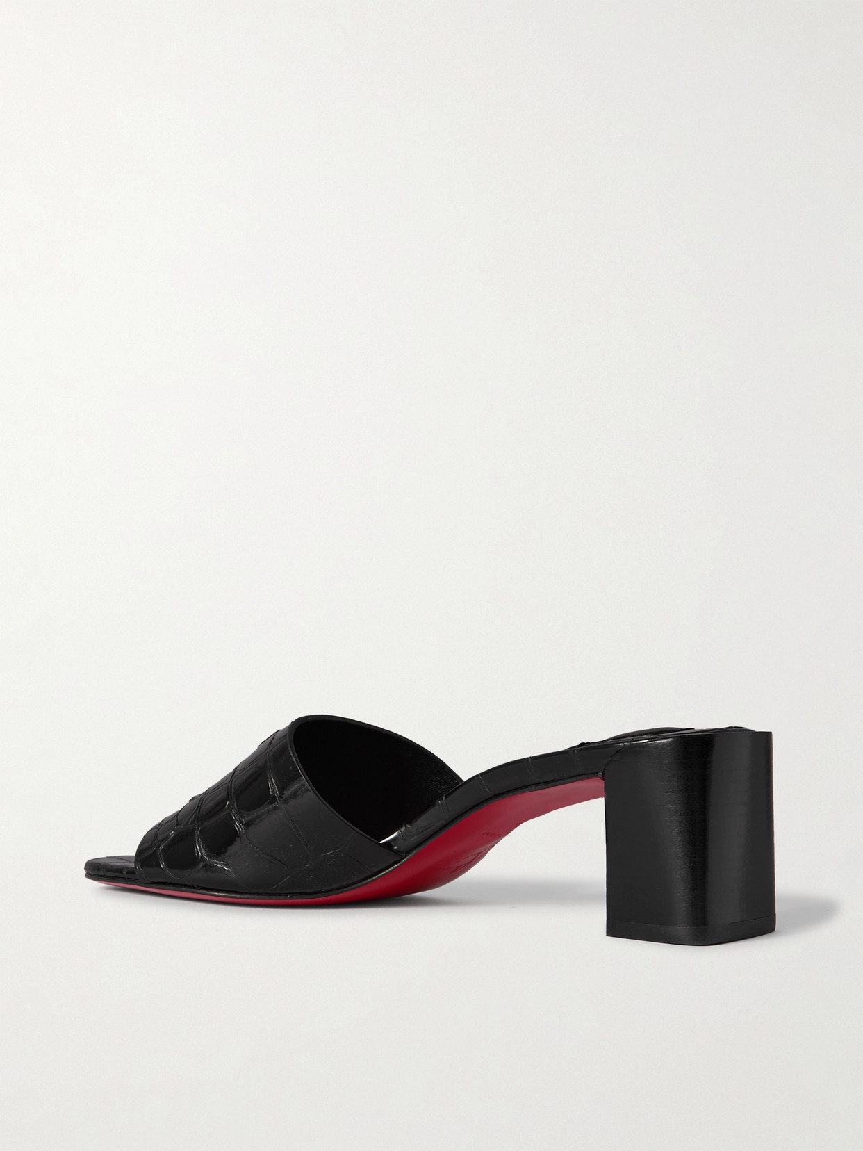 Christian Louboutin So Cl Croc-effect Patent-leather Mules In Black