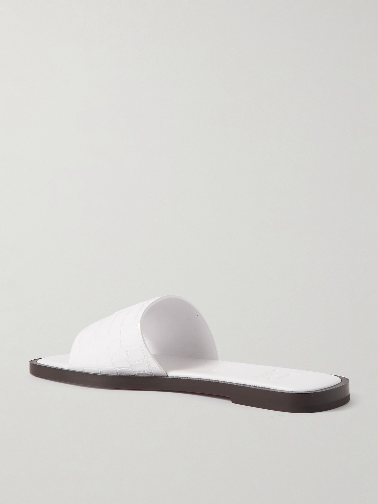 Christian Louboutin Cl Croc-effect Patent-leather Slides In White