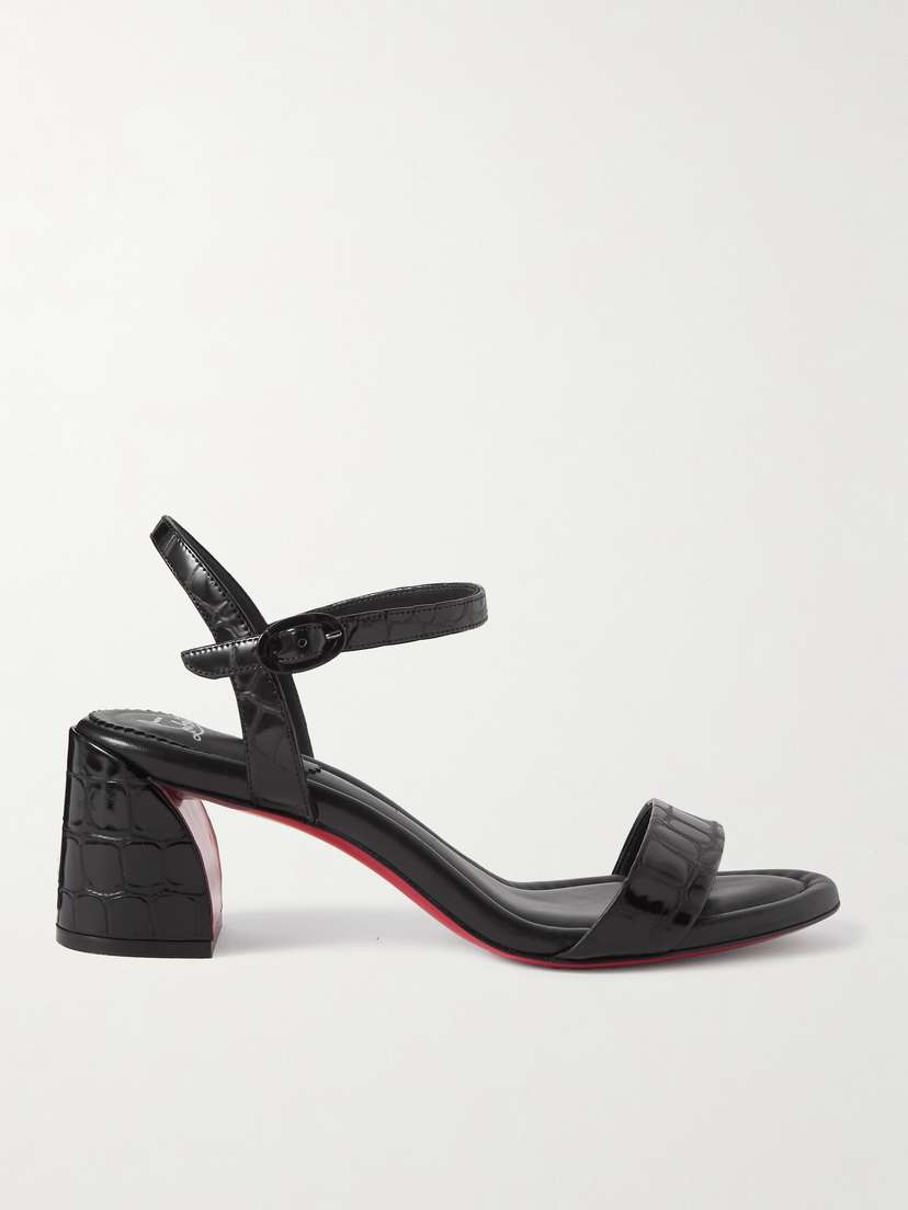 Christian Louboutin Miss Jane 55 Croc-effect Patent-leather Sandals