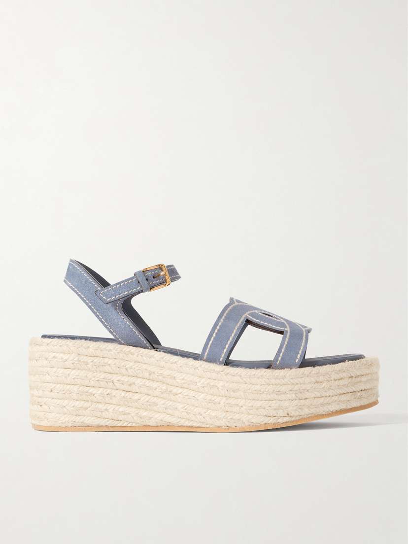 Tod's Kate Cutout Suede Wedge Sandals