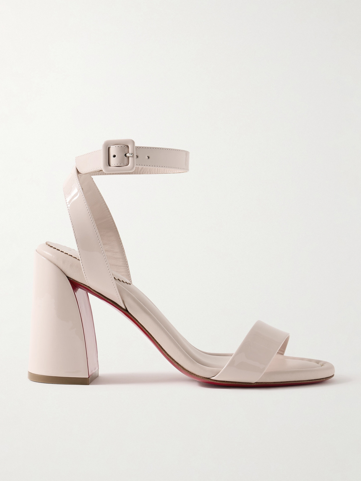 Shop Christian Louboutin Miss Sabina 85 Patent-leather Sandals In Neutrals