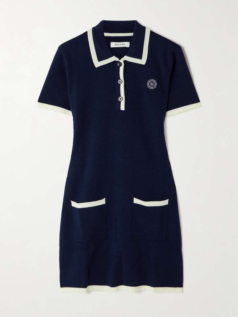 Sporty & Rich Hilary Appliquéd Wool-blend Jacquard Mini Dress