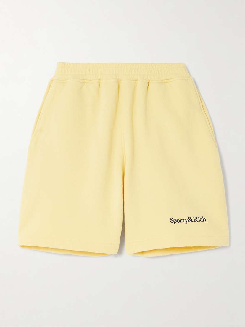 Sporty & Rich Candy Drop Embroidered Stretch Organic Cotton-jersey Shorts