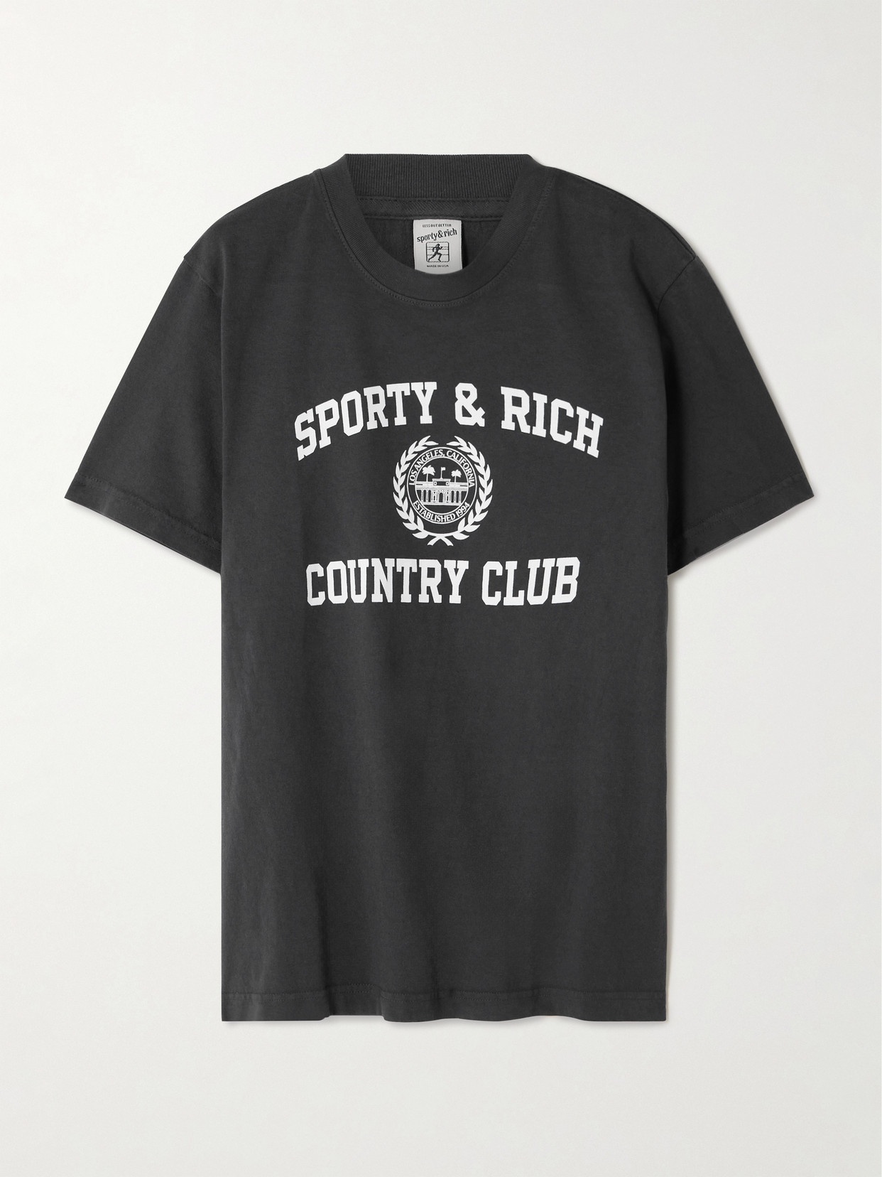 Sporty & Rich - Printed Cotton-jersey T-shirt - Black