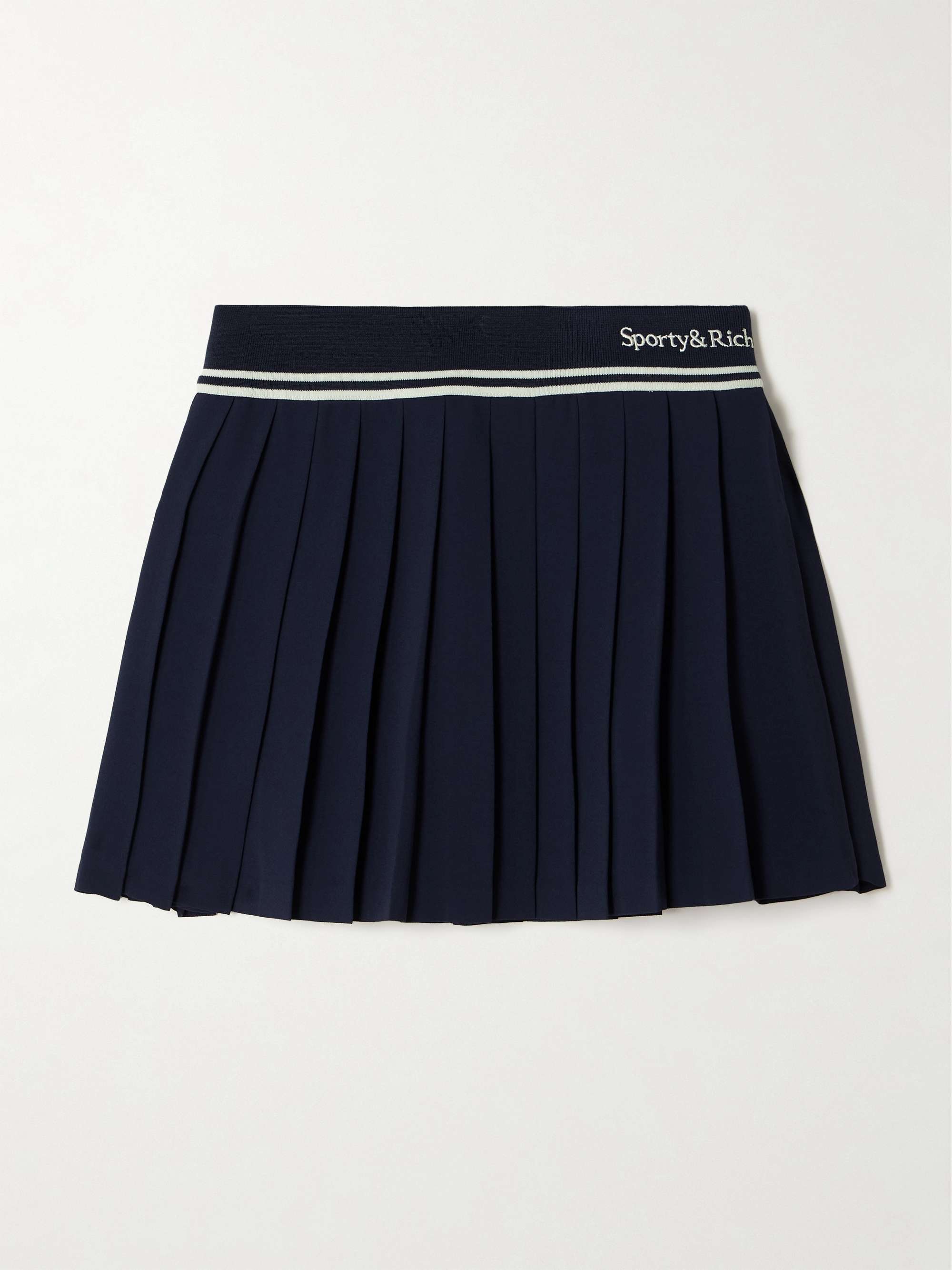 Black striped pleated mini skirt hotsell