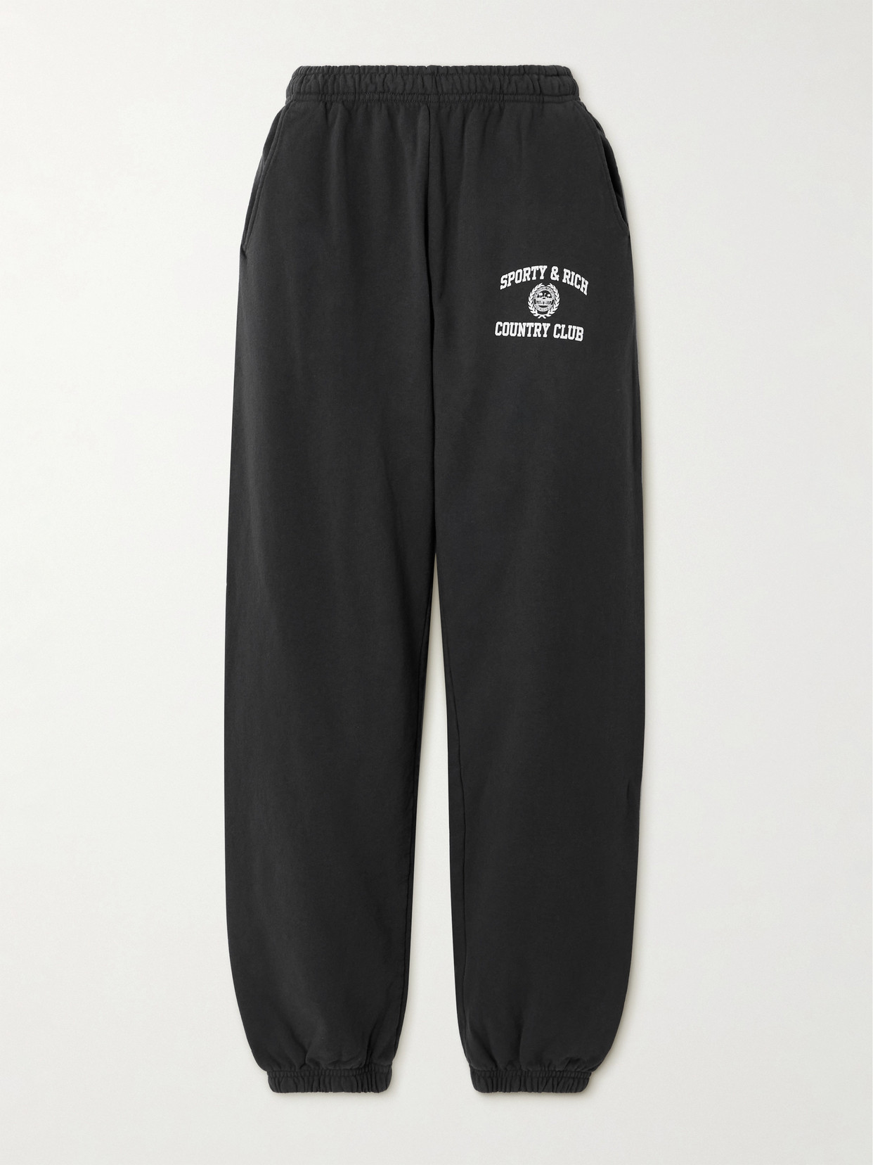 Sporty & Rich - Printed Cotton-jersey Sweatpants - Black