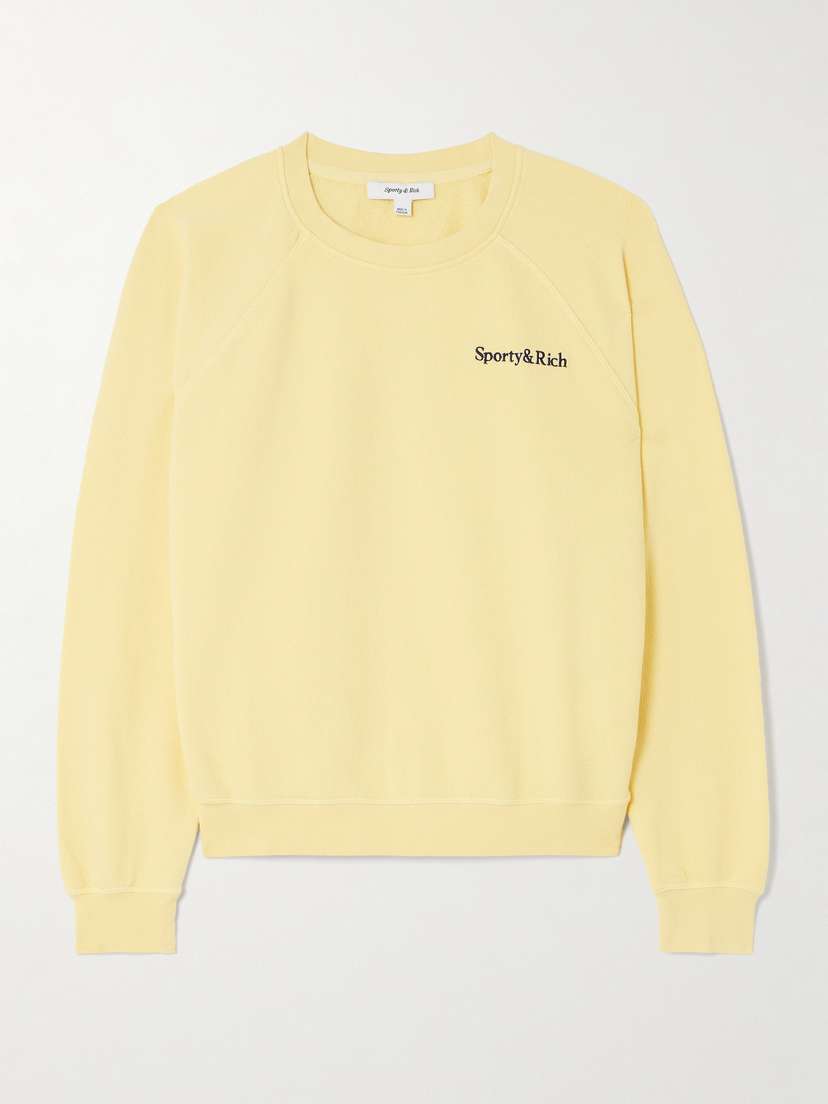 Sporty & Rich Candy Drop Embroidered Stretch Organic Cotton-jersey Sweatshirt