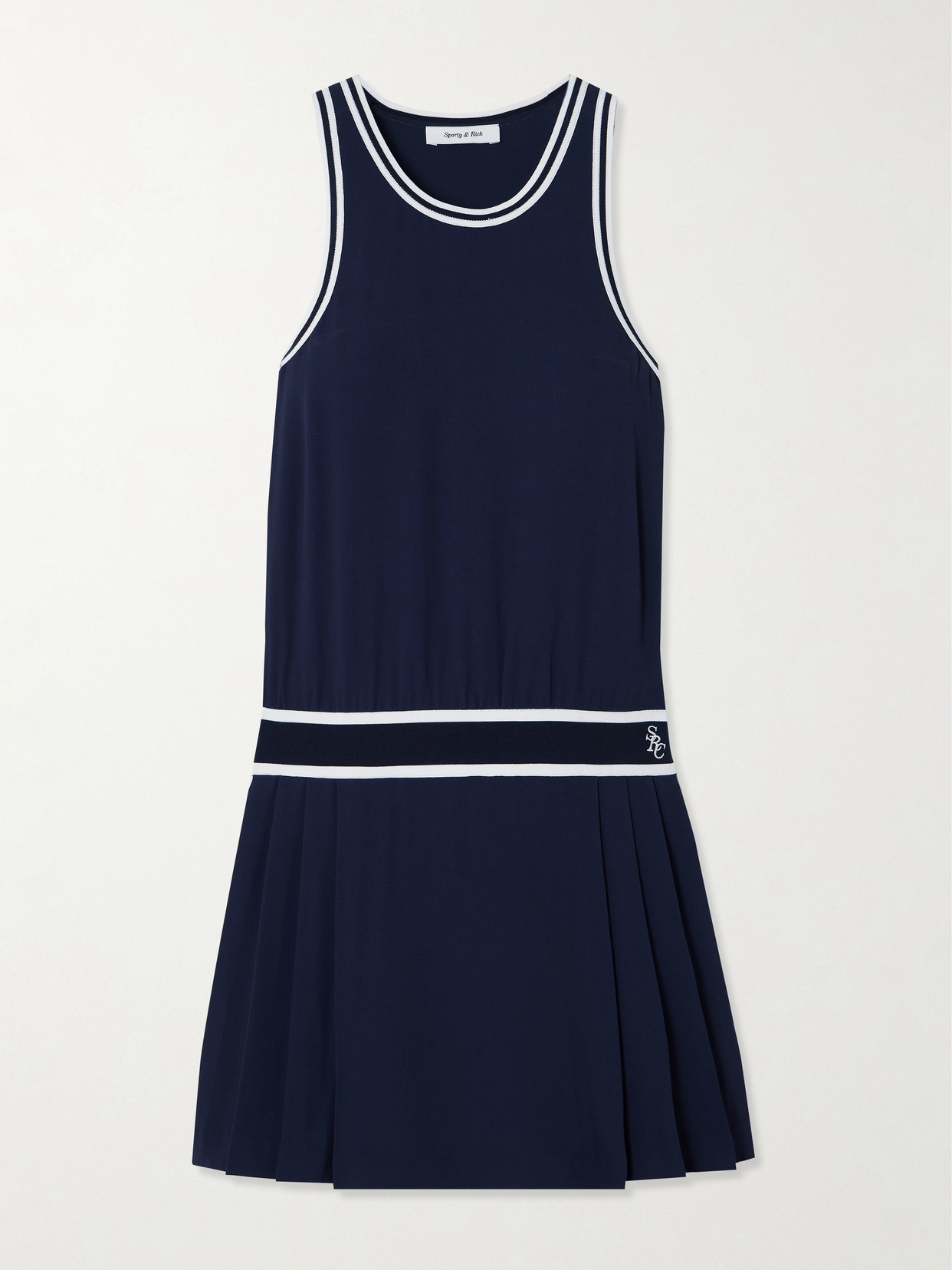 Sporty & Rich - Phoebe Pleated Crepe Mini Dress - Blue