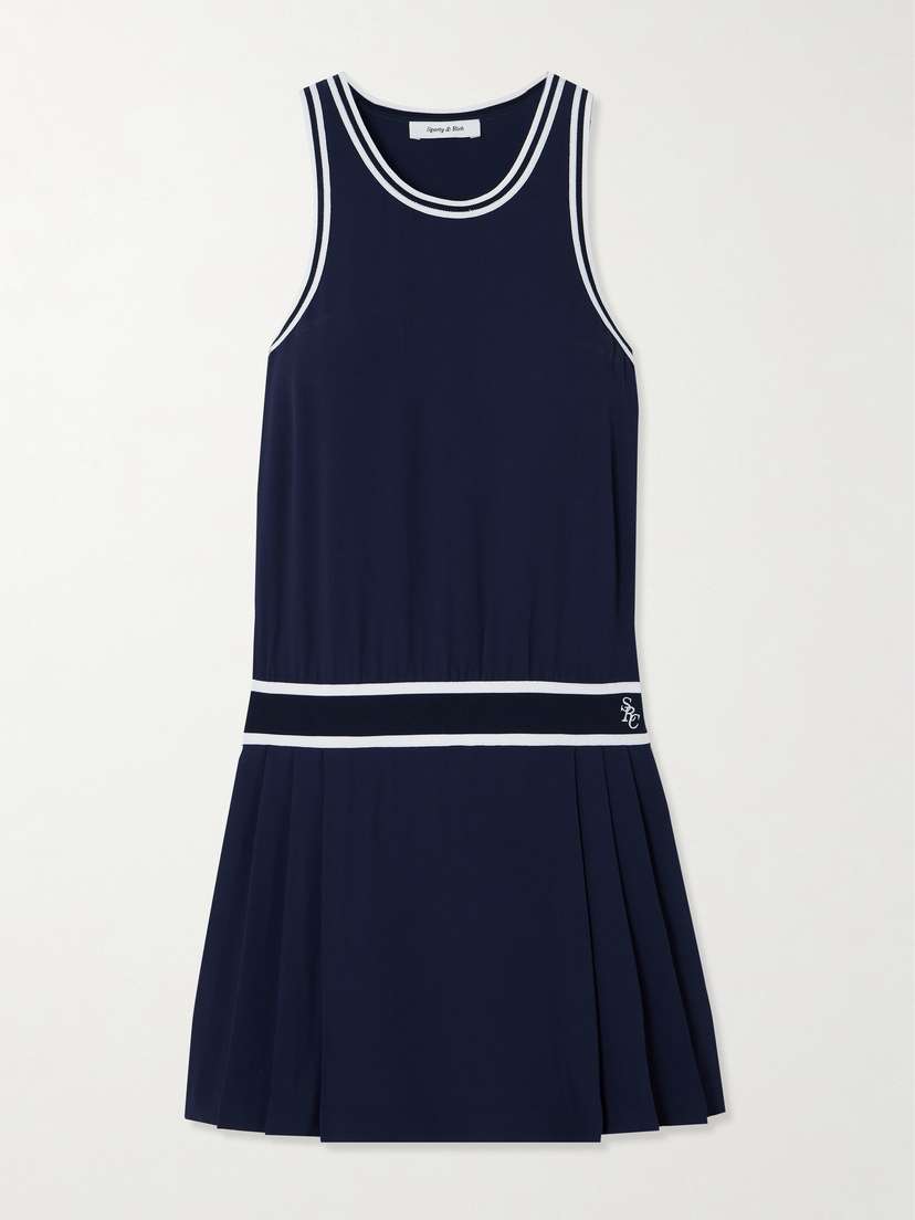 Sporty & Rich Phoebe Pleated Crepe Mini Dress