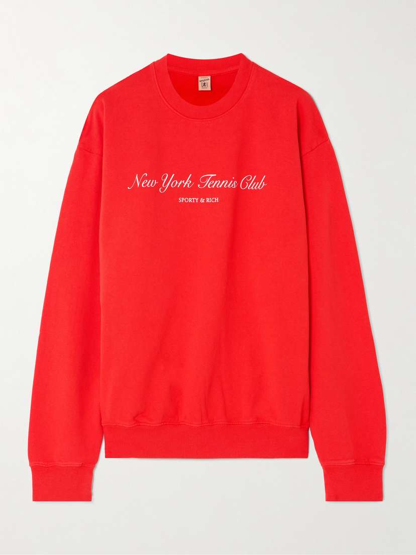 Sporty & Rich French Open Printed Cotton-jersey Sweatshirt