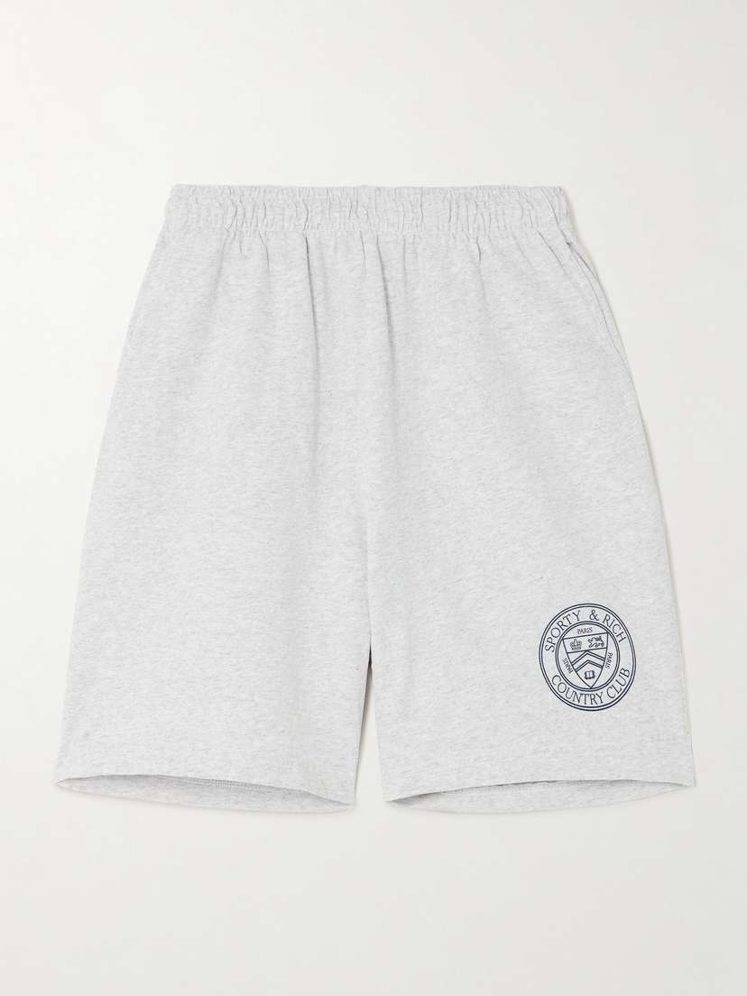 Sporty & Rich French Open Printed Cotton-blend Jersey Shorts