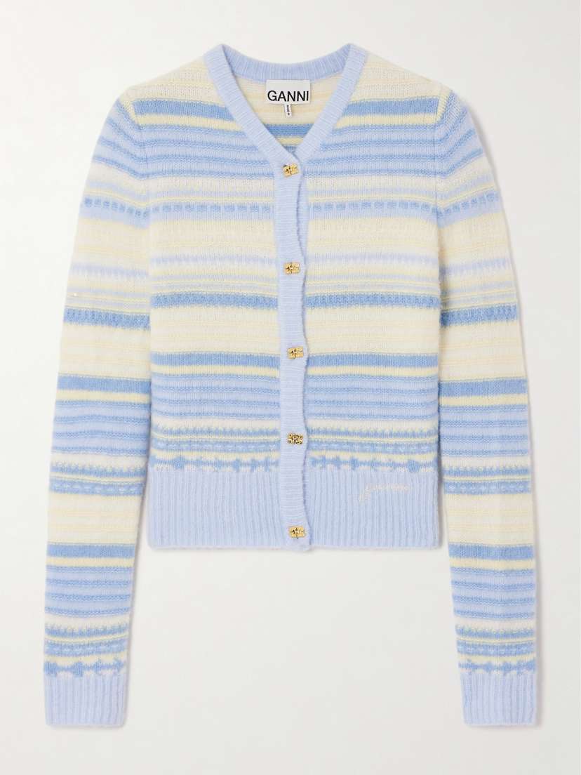 Ganni Striped Knitted Cardigan