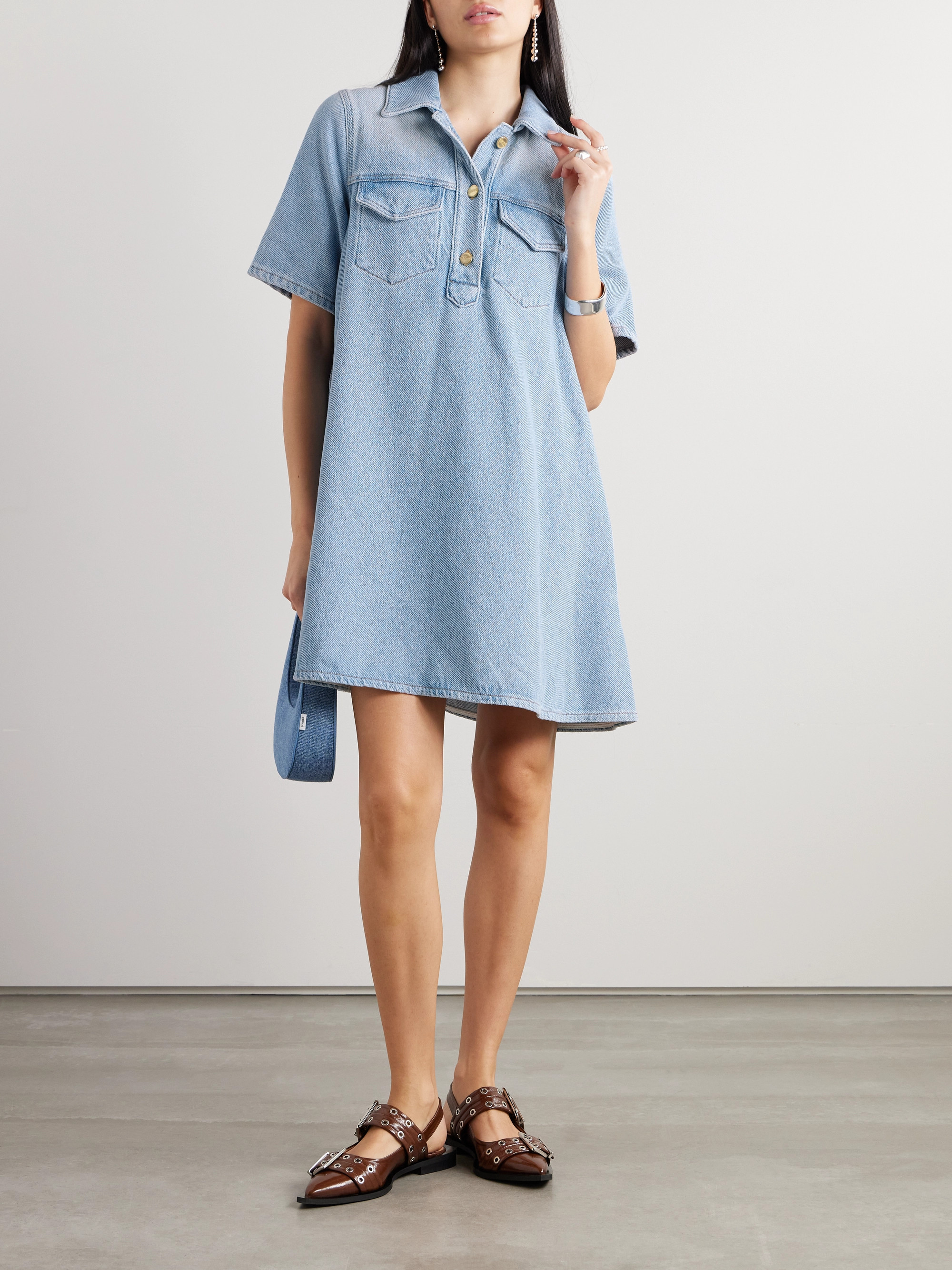 GANNI Organic denim mini dress