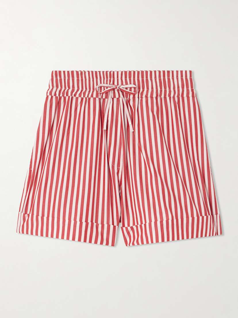 Ganni Striped Organic Cotton-poplin Shorts - EU 46