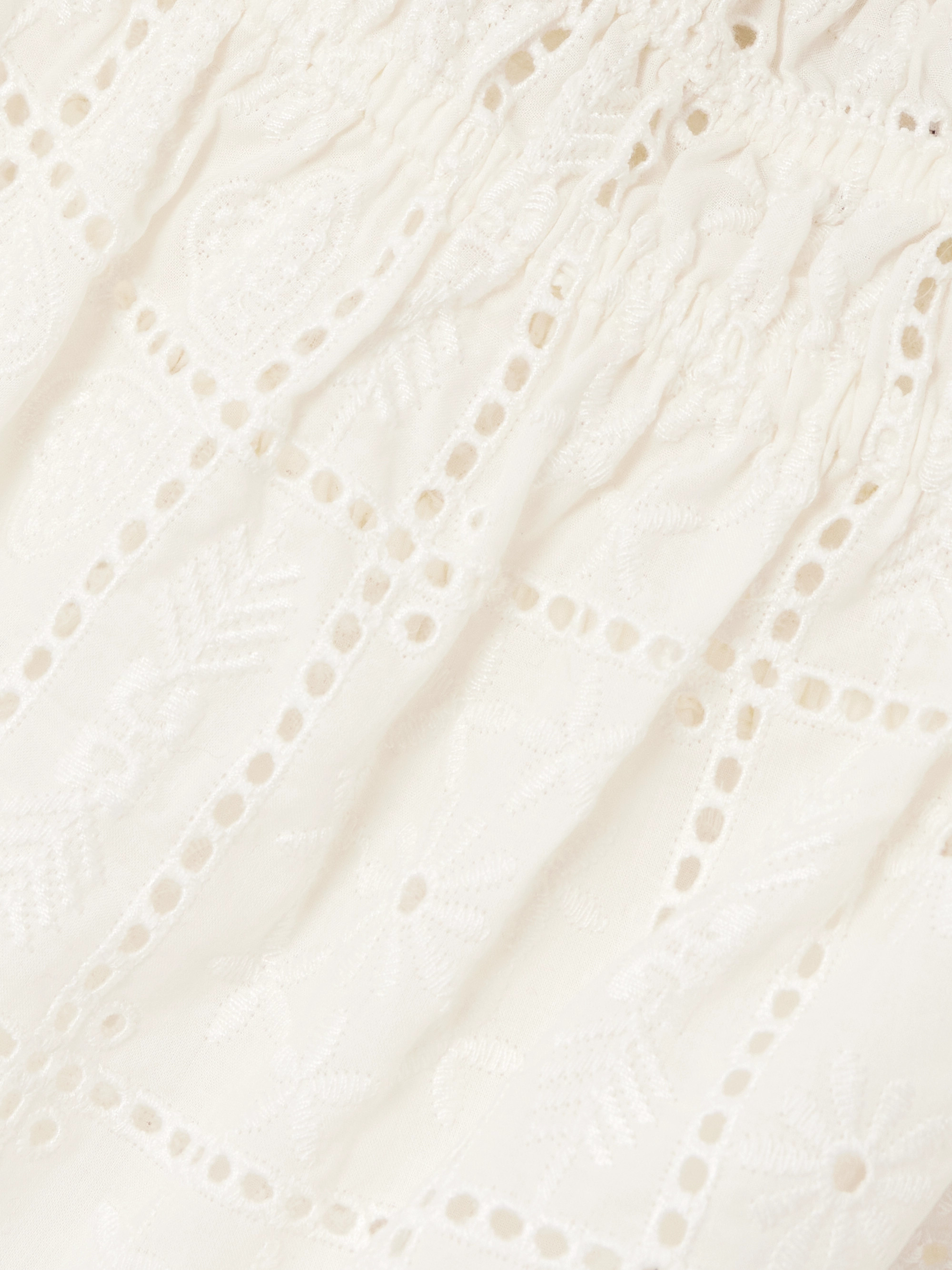 GANNI Shirred broderie anglaise organic cotton top thumbnail