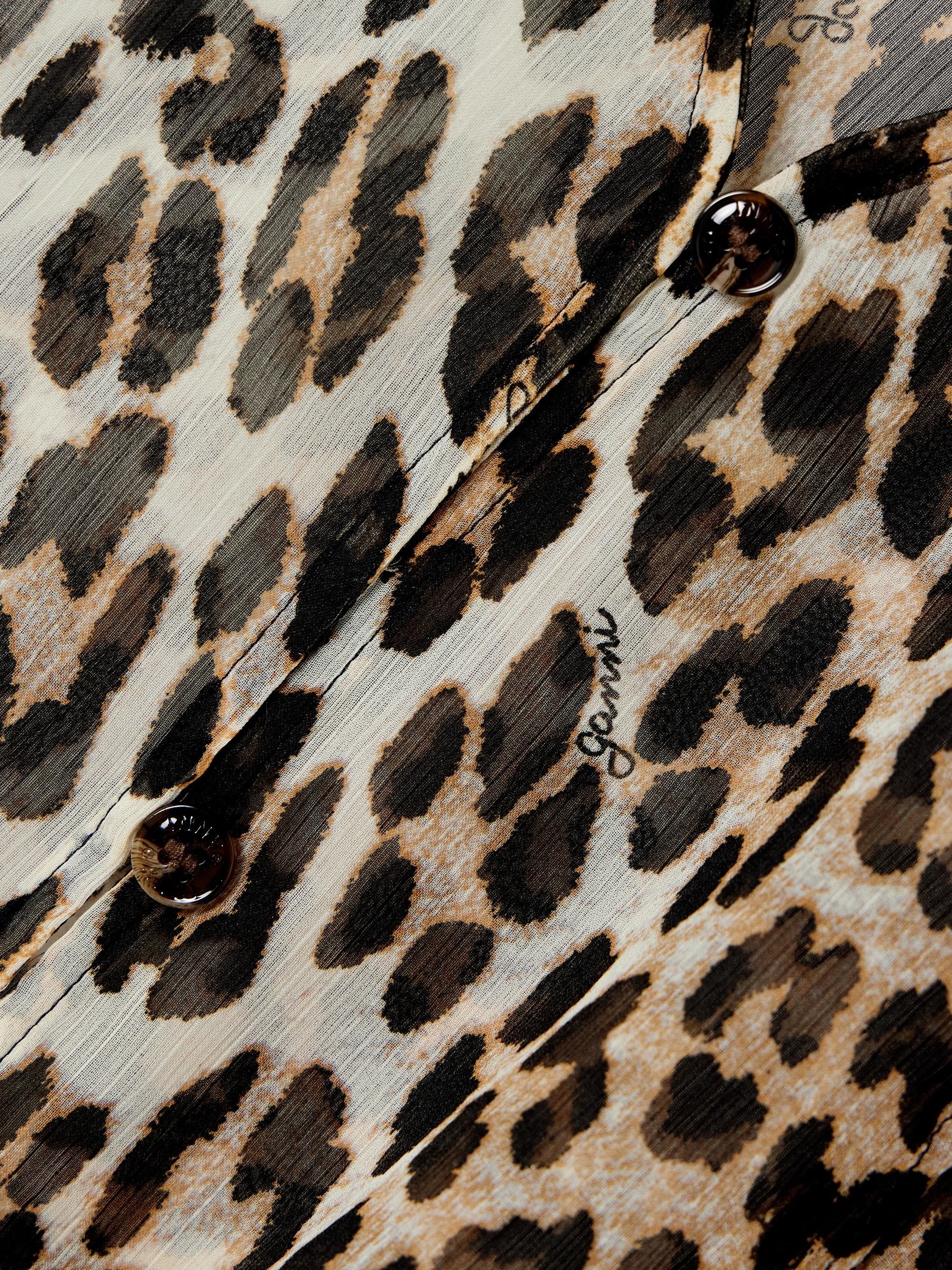 GANNI Tie-detailed leopard-print recycled-chiffon blouse thumbnail