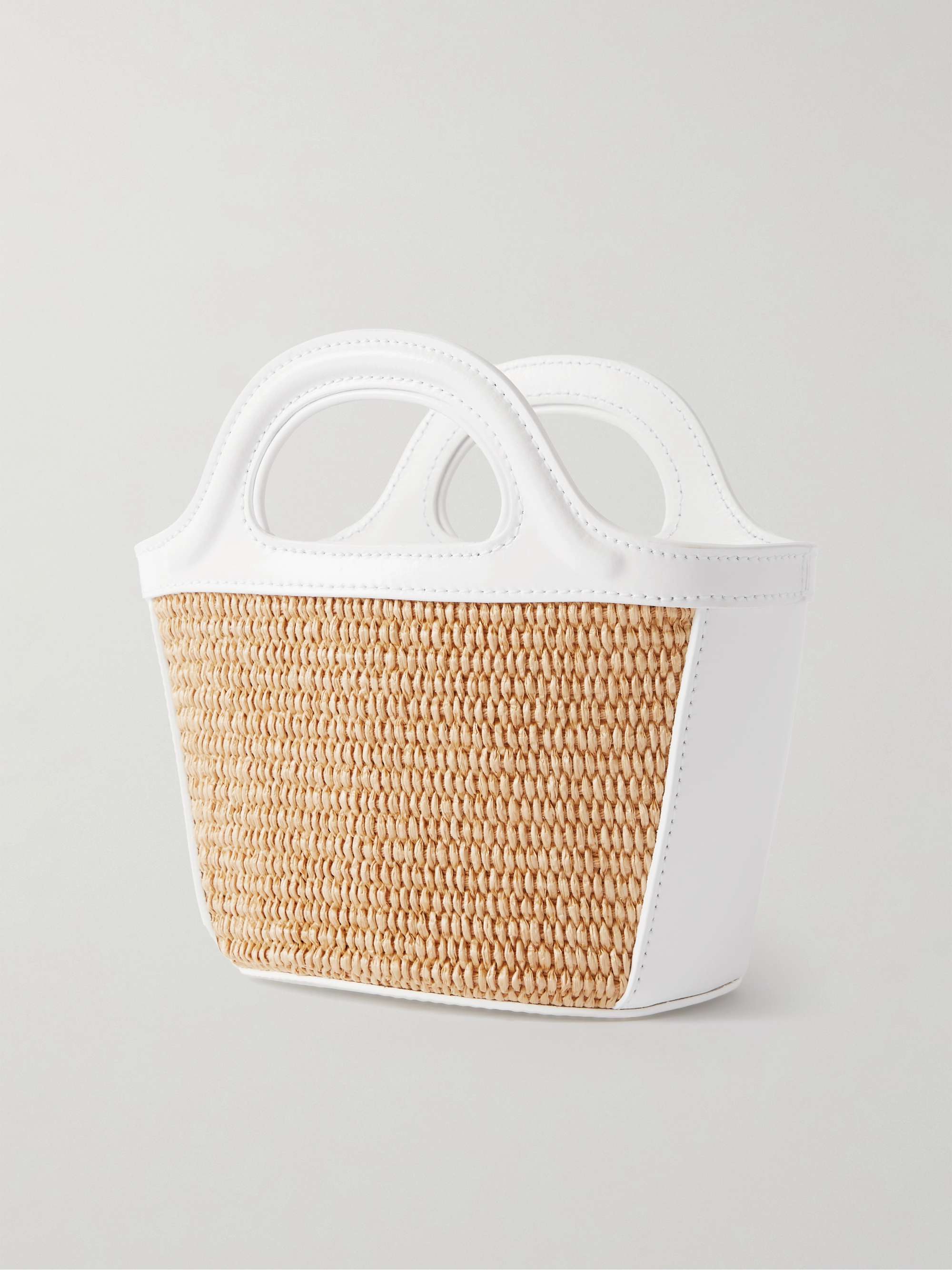 MARNI Tropicalia micro Tote aus Raffiabast und Leder mit Stickerei