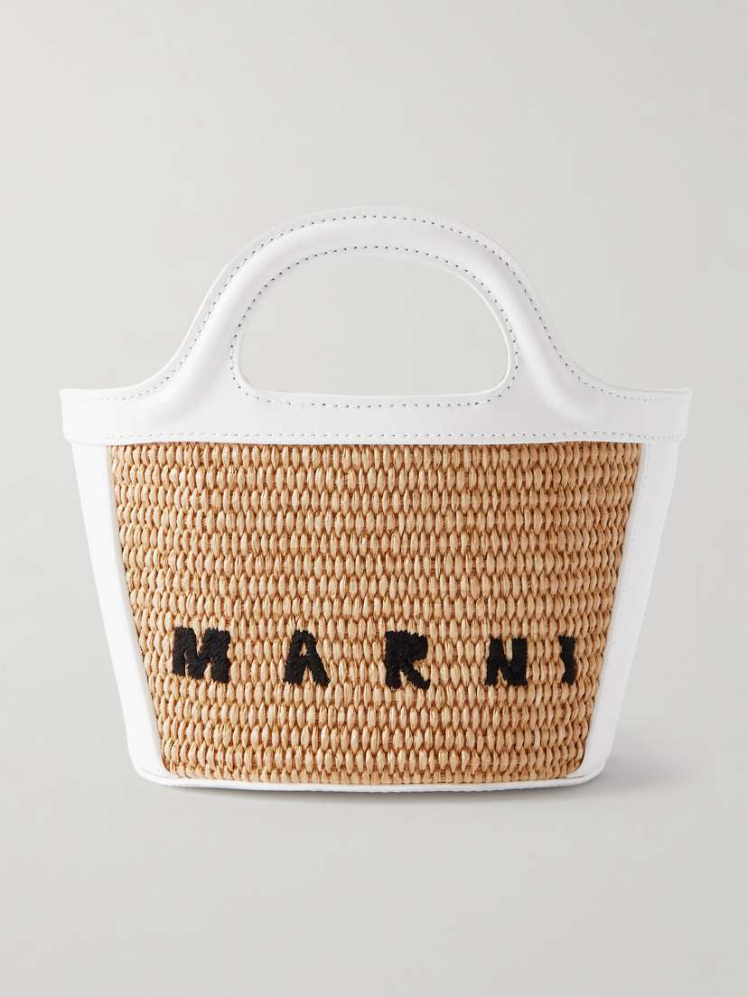 Marni Tropicalia Micro Leather And Embroidered Faux Raffia Tote