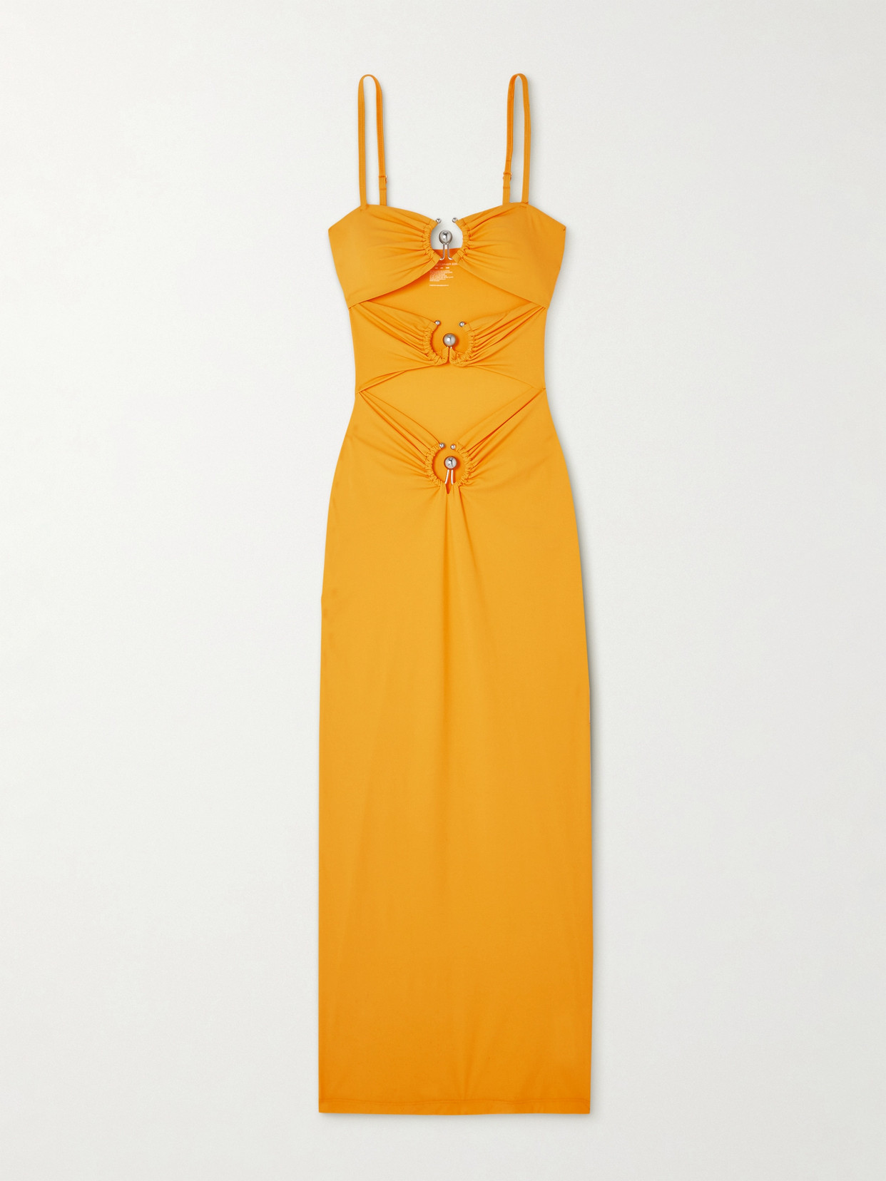 Christopher Esber Pierced Orbit Embellished Cutout Stretch-jersey Maxi Dress In Yellow