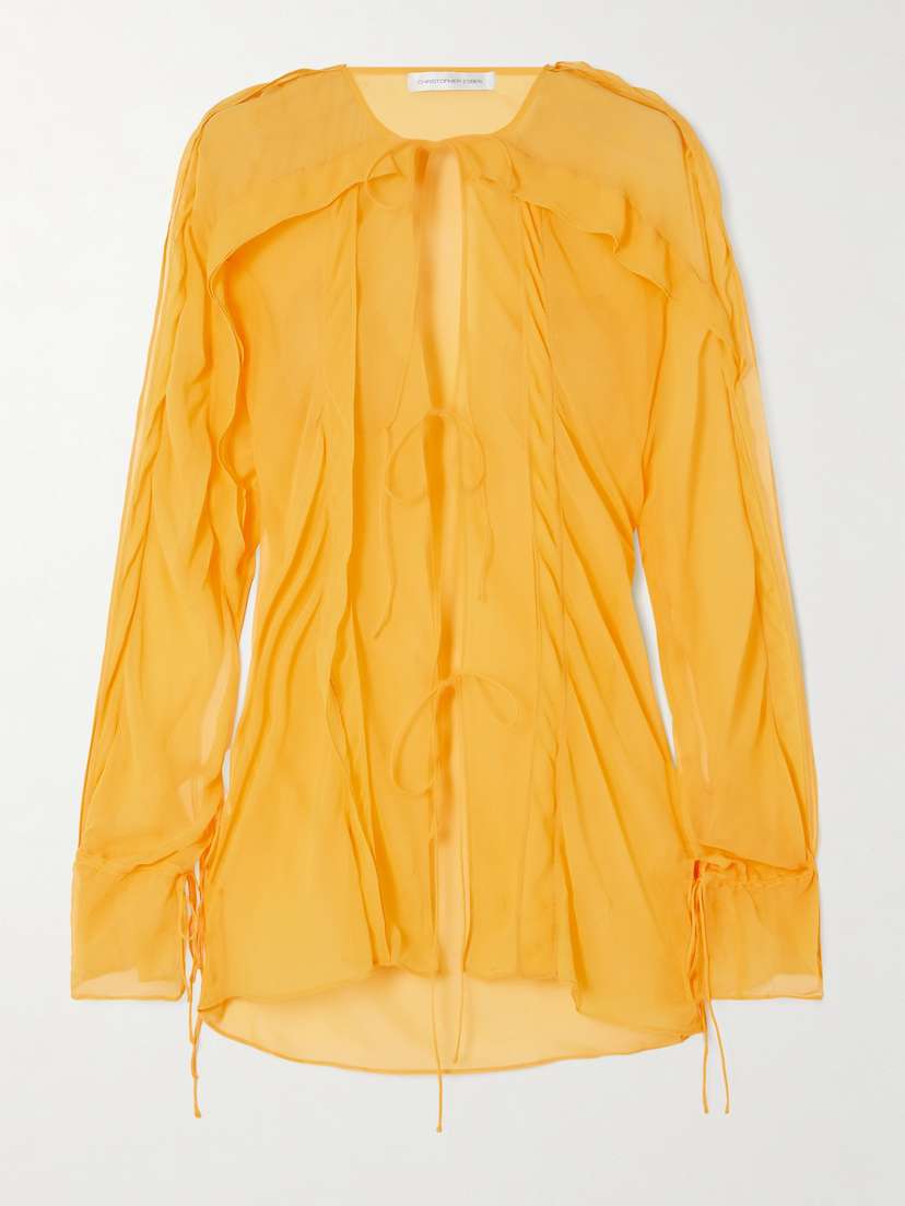Christopher Esber Floating Ruffled Silk-georgette Shirt