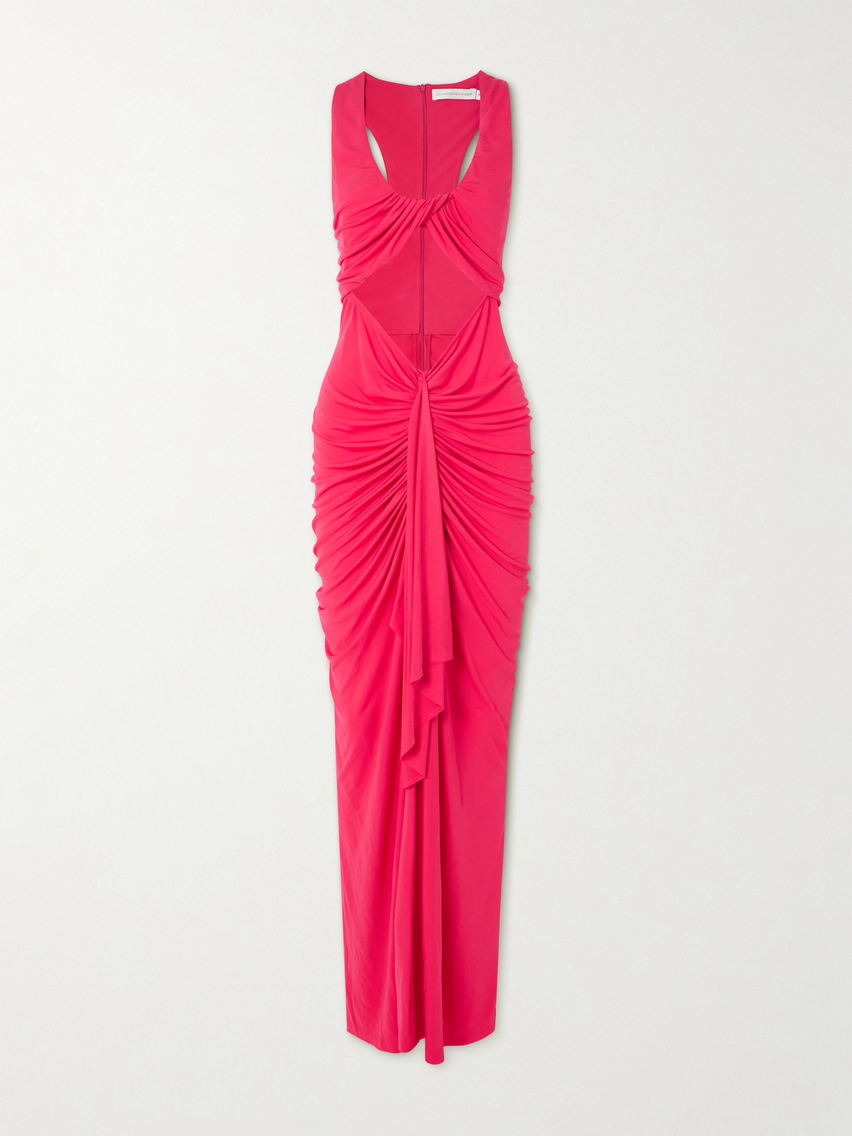 Christopher Esber Vivenda Cutout Draped Jersey Maxi Dress In Pink