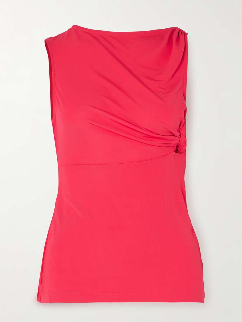 Christopher Esber Gesine Asymmetric Ruched Jersey Top - UK 14