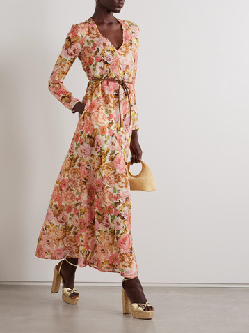 Zimmermann Golden belted floral-print linen maxi dress