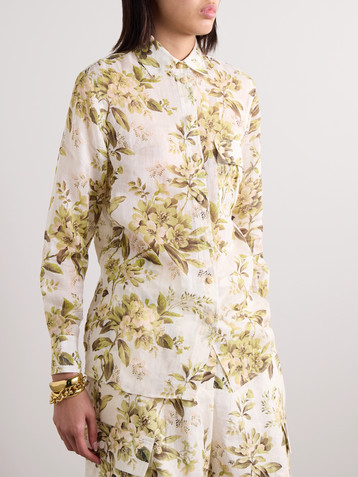 Zimmermann Golden floral-print ramie shirt