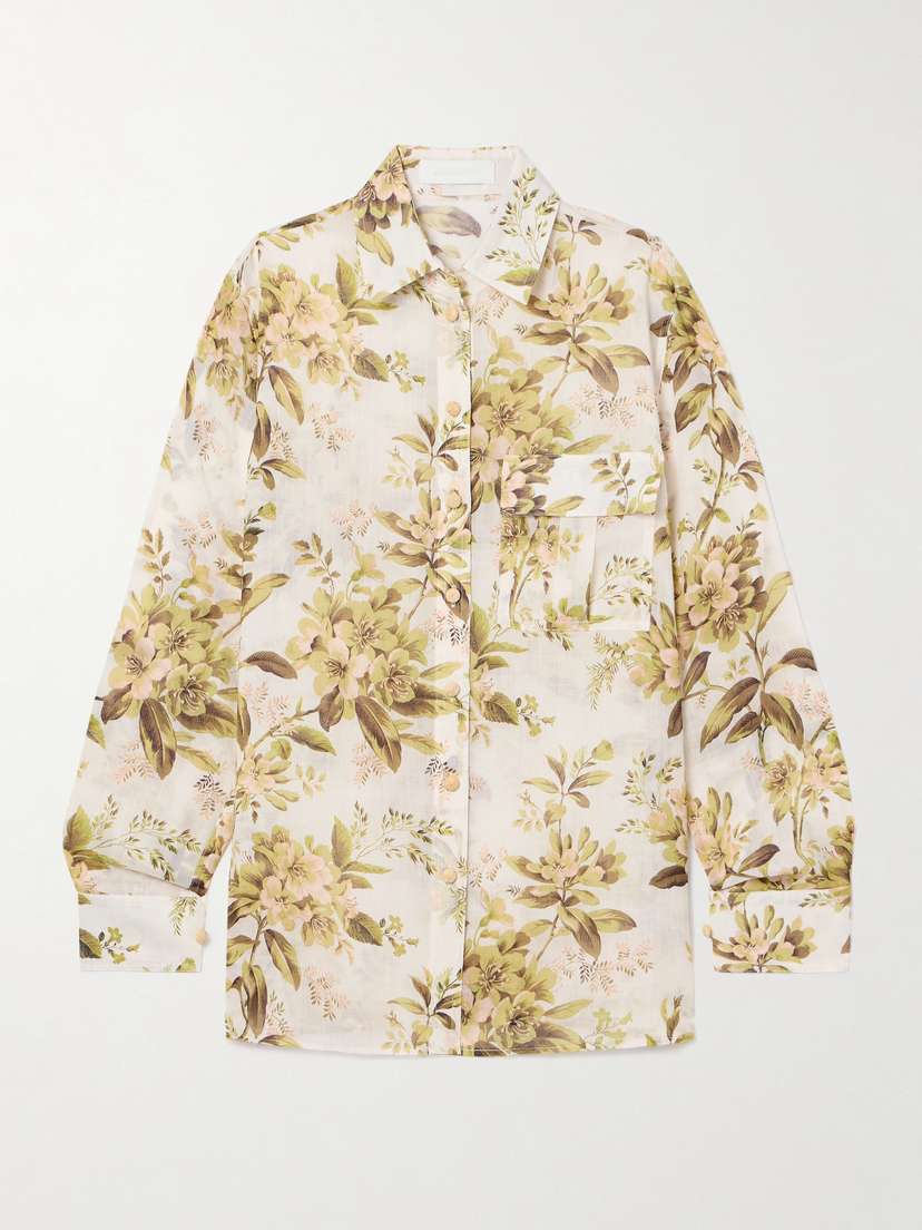 Zimmermann Golden Floral-print Ramie Shirt