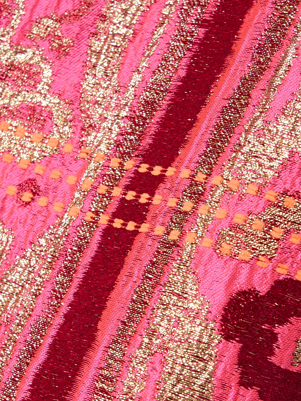 JOHANNA ORTIZ POWERFUL STITCHES CUTOUT METALLIC BROCADE MIDI DRESS