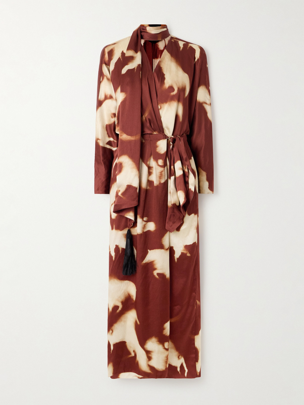 Johanna Ortiz - Mojave Trail Tie-dyed Silk-charmeuse Wrap Dress - Brown
