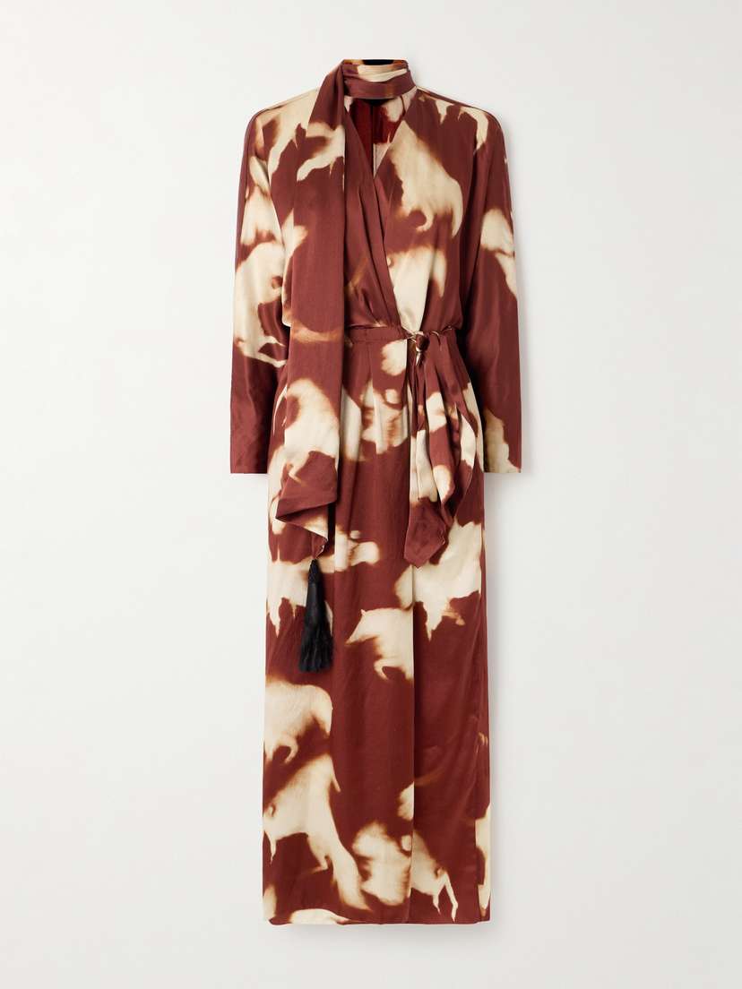 Johanna Ortiz Mojave Trail Tie-dyed Silk-charmeuse Wrap Dress