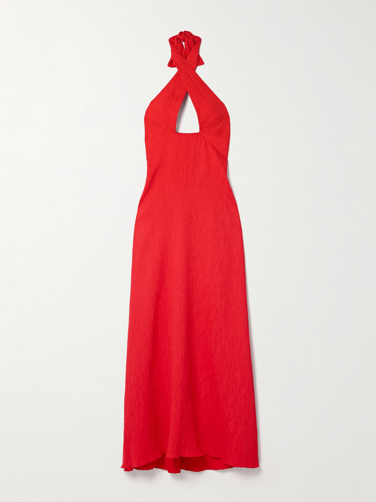 Johanna Ortiz - Light Heart Cutout Crinkled-gauze Halterneck Maxi Dress - Red