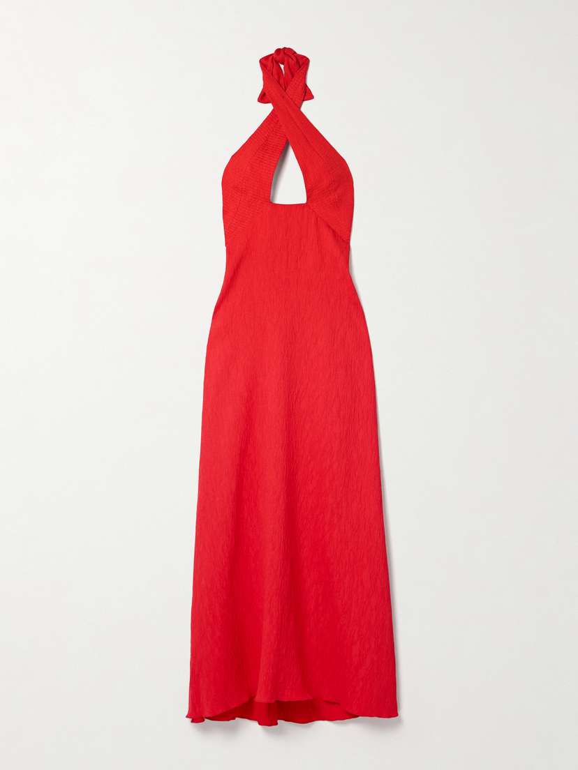 Johanna Ortiz Light Heart Cutout Crinkled-gauze Halterneck Maxi Dress