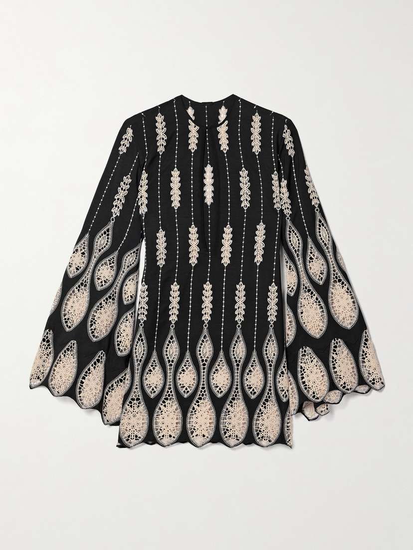 Johanna Ortiz Vision Seeking Crochet-trimmed Crepe Mini Dress