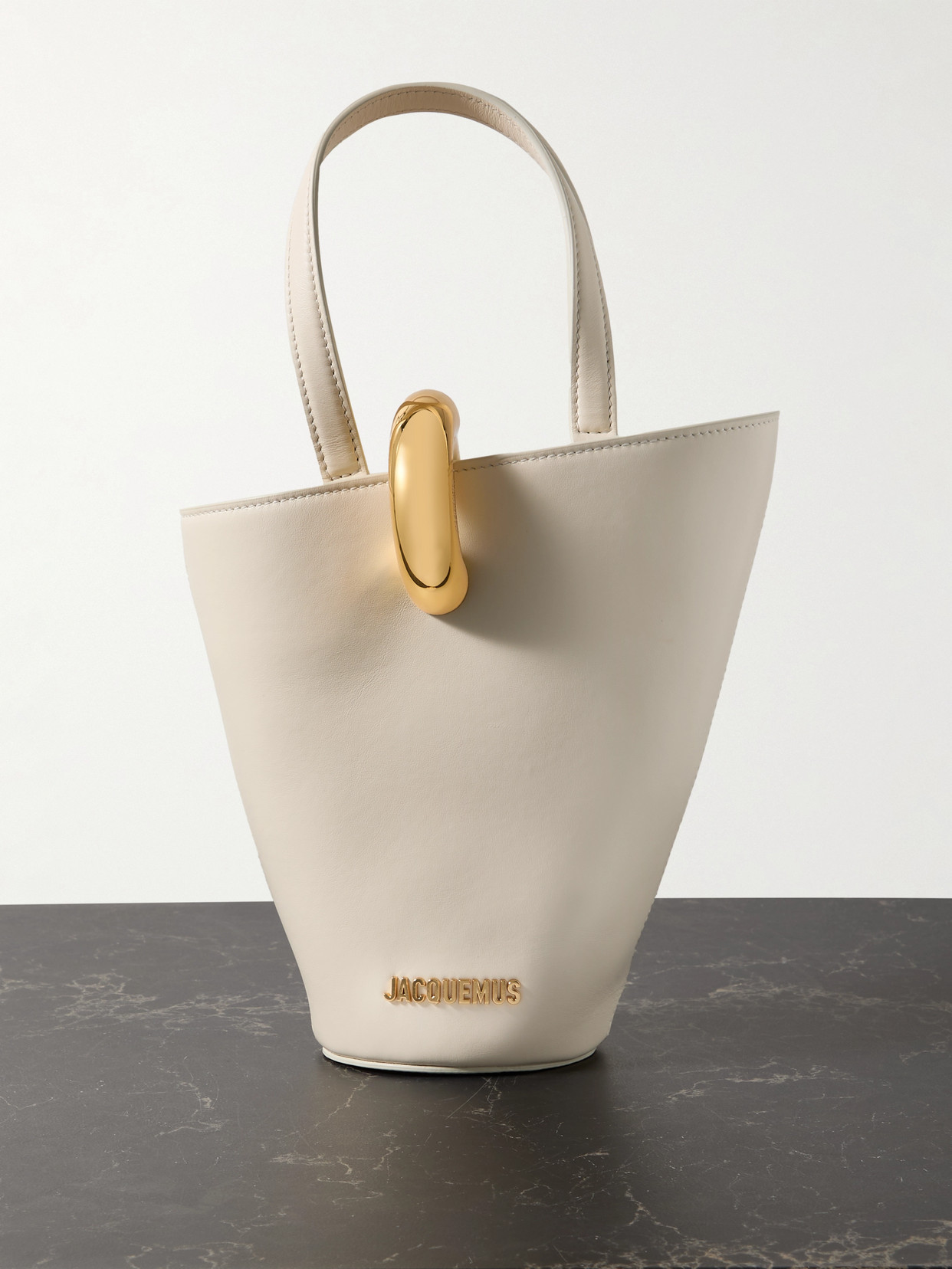 Jacquemus - Le Petit Bambola Embellished Asymmetric Leather Tote - Ivory