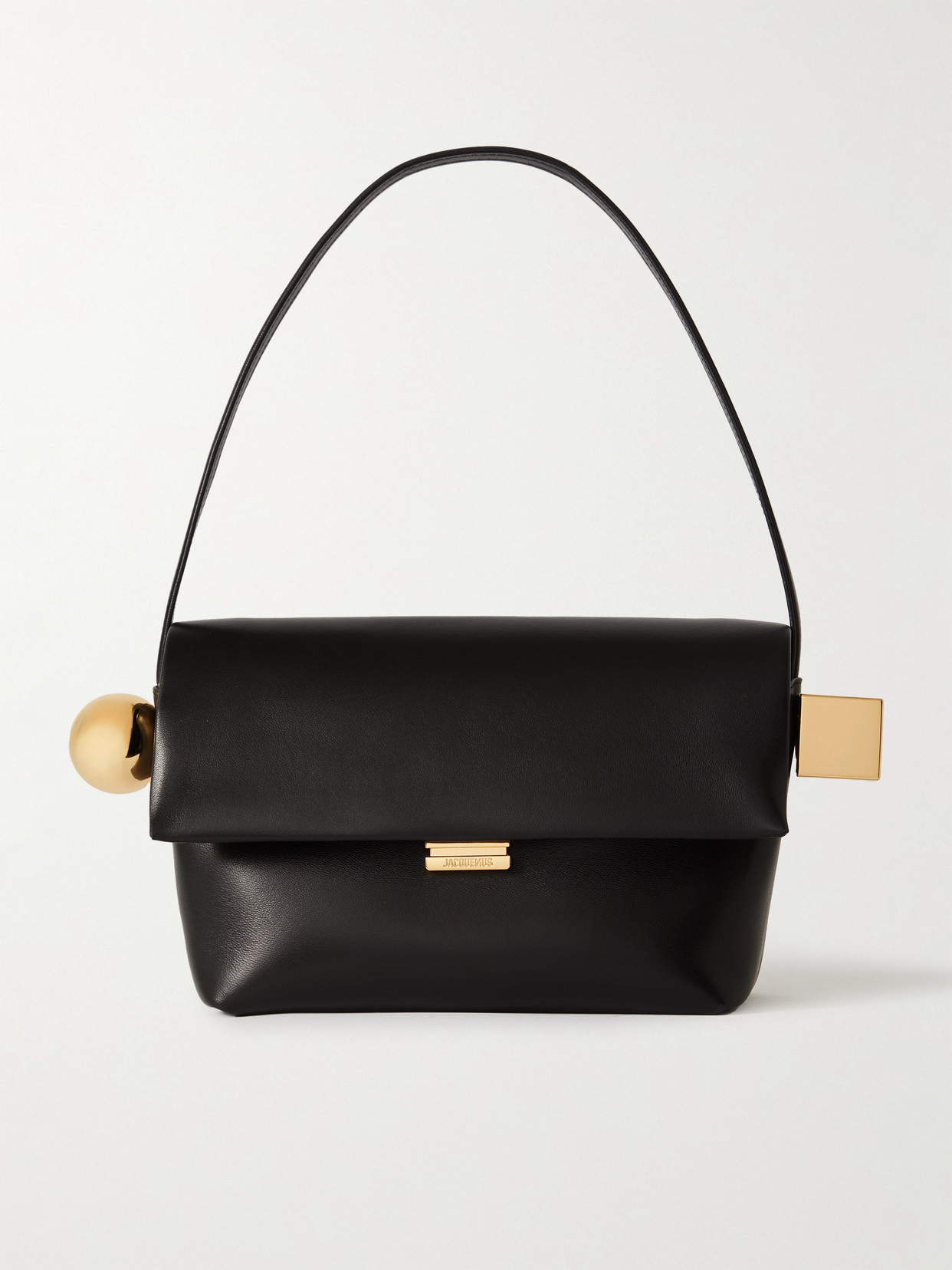 Jacquemus 'le Rond Carre' Black Shoulder Bag With Shoulder Strap In Black