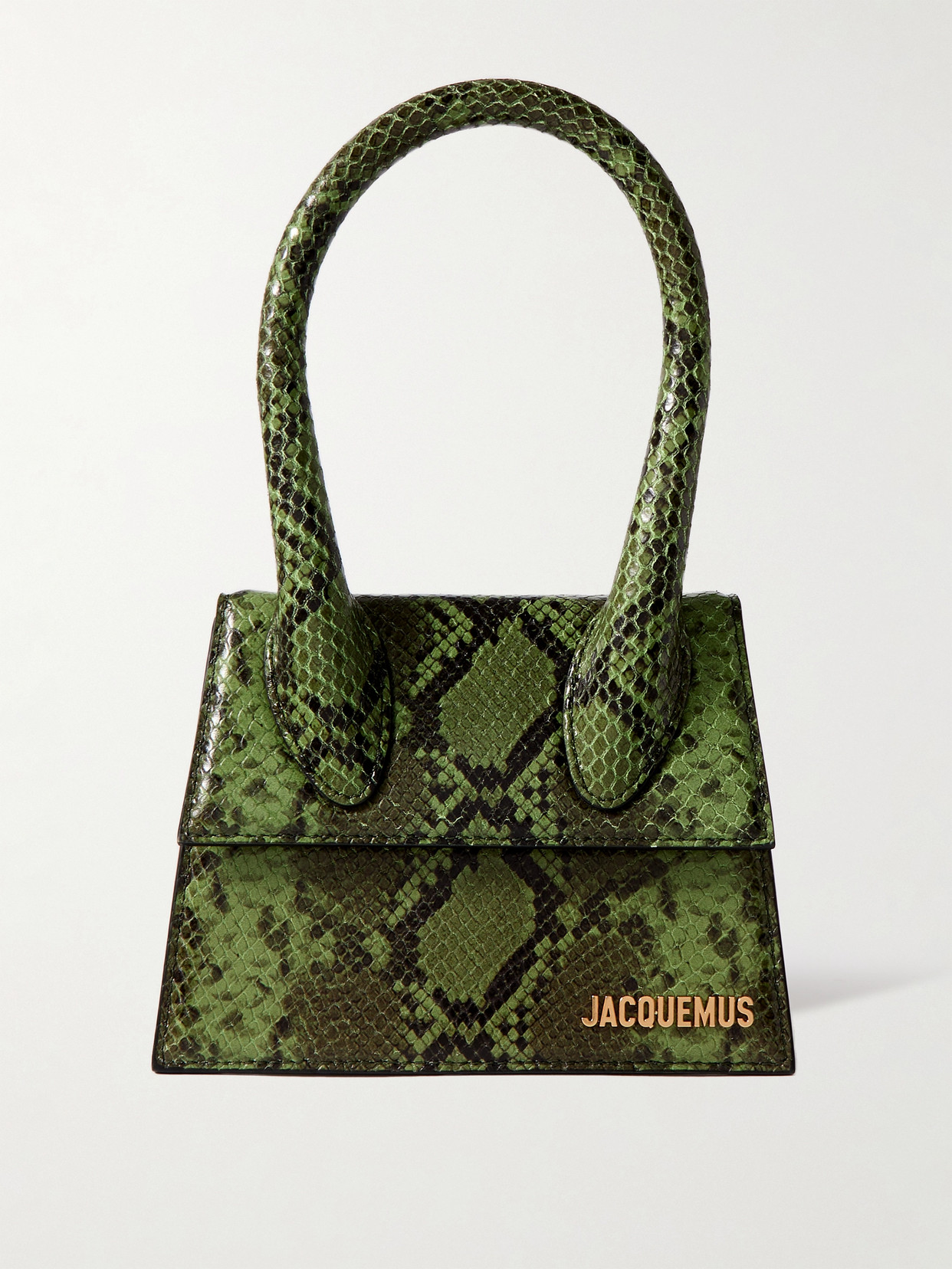 Jacquemus Le Chiquito Mini Python-embossed Leather Shoulder Bag In Green