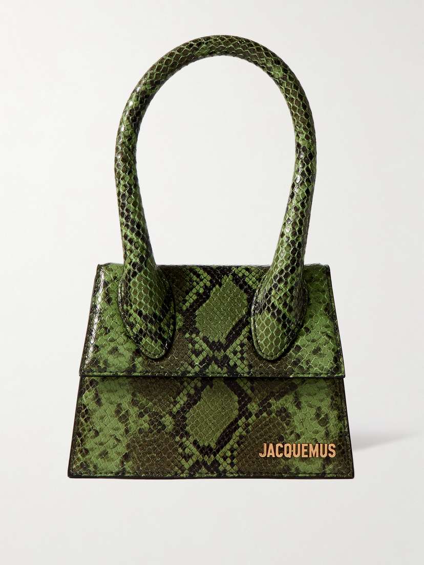 Jacquemus Le Chiquito Mini Snake-effect Patent-leather Tote