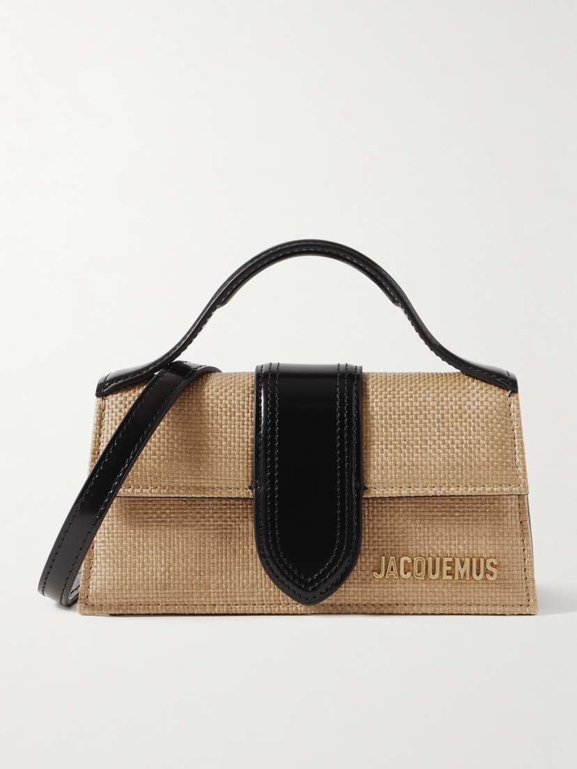 Jacquemus Le Bambino Leather-trimmed Raffia Shoulder Bag