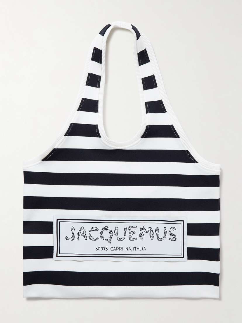 Jacquemus Marcel Appliquéd Striped Canvas Tote