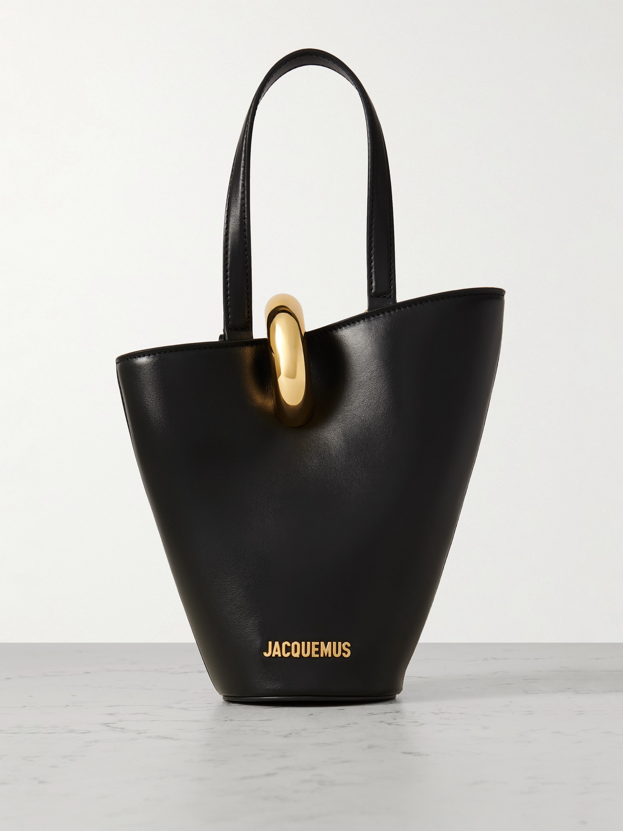 Jacquemus - The Bambola Small Embellished Asymmetric Leather Tote - Black