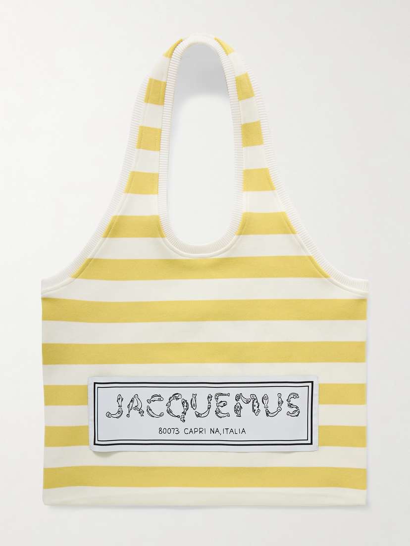 Jacquemus Marcel Appliquéd Striped Stretch-knit Tote
