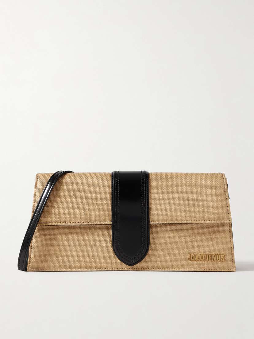 Jacquemus Le Bambino Long Leather-trimmed Raffia Shoulder Bag