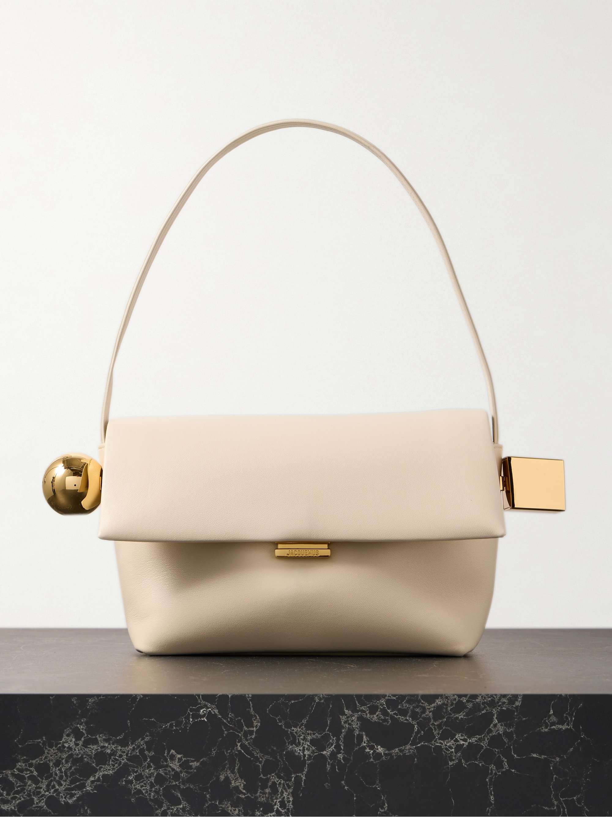 JACQUEMUS Le Rond Carré embellished leather shoulder bag | NET-A-PORTER
